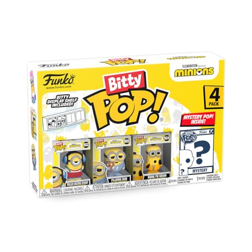 Funko Bitty Pop!: Minions Mini Collectible Toys 4-Pack - Roller Skating Stuart, Pajama Bob, Kung Fu Kevin, & Mystery Chase Figure (Styles May Vary) - amzGamess