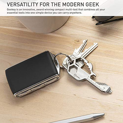 Geekey Multi-tool | Original Key Shaped Pocket Tool | Stainless Steel Keychain Utility Gadget | 16+ Tools | TSA Safe Multitool | Gift for Men, Women, Valentine's, Groomsmen, Birthday, Father - amzGamess