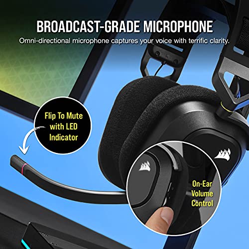 CORSAIR HS80 RGB WIRELESS Multiplatform Gaming Headset - Dolby Atmos - Lightweight Comfort Design - Broadcast Quality Microphone - iCUE Compatible - PC, Mac, PS5, PS4 - Black - amzGamess