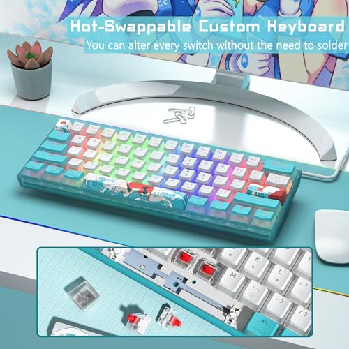 Womier 60% Percent Keyboard, WK61 Mechanical RGB Wired Gaming Keyboard, Hot-Swappable Keyboard with Blue Sea PBT Keycaps for Windows PC Gamers - Linear Red Switch - amzGamess