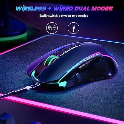 Redragon Gaming Mouse, Wireless Mouse Gaming with 8000 DPI, PC Gaming Mice with Fire Button, RGB Backlit Programmable Ergonomic Mouse Gamer, Rechargeable, 70Hrs for Windows, Mac Gamer, Black - amzGamess