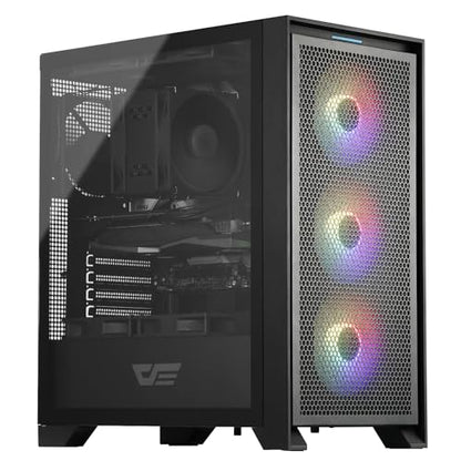 darkFlash ATX Mid-Tower Gaming PC Case, Pre-Installed 3x120mm RGB Fans, with Magnetic Large Mesh Front Panel, Tempered Glass Side Panel Airflow Computer Case(Black)