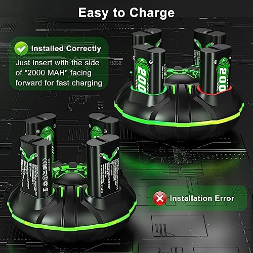 Ukor Fast Charging 4x4800mWh(4x2000mAh) Rechargeable Battery Pack with Charger for Xbox Controller Rechargeable Batteries Xbox for Xbox One/Xbox Series X|S Xbox One S/Xbox One X/Xbox One Elite - amzGamess