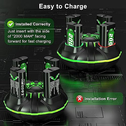 Ukor Fast Charging 4x4800mWh(4x2000mAh) Rechargeable Battery Pack with Charger for Xbox Controller Rechargeable Batteries Xbox for Xbox One/Xbox Series X|S Xbox One S/Xbox One X/Xbox One Elite - amzGamess