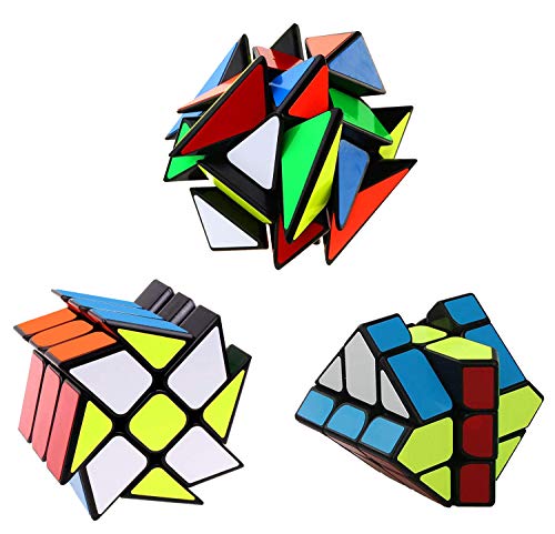 Speed Cube Set Ahyuan 3 Pack Magic Speed Cube Bundle 3x3x3 YJ Windmill Cube Yongjun Axis V2 Cube YJ Fisher Cube 3x3 Sturdy and Smooth Speed Cube Puzzles Toy for Kids and Adults - amzGamess