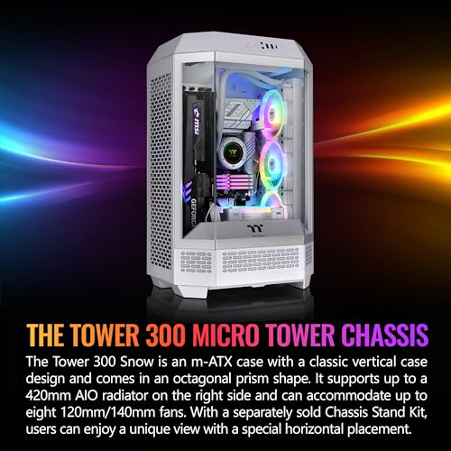 Tower 300 Snow Micro-ATX Case; 2x140mm CT Fan Included; Support Up to 420mm Radiator; Optional Chassis Stand Kit Allows Horizontal Display; CA-1Y4-00S6WN-00; 3 Year Warranty