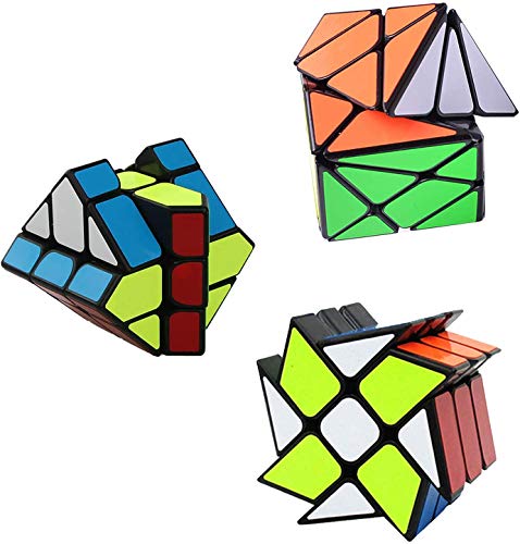 Speed Cube Set Ahyuan 3 Pack Magic Speed Cube Bundle 3x3x3 YJ Windmill Cube Yongjun Axis V2 Cube YJ Fisher Cube 3x3 Sturdy and Smooth Speed Cube Puzzles Toy for Kids and Adults - amzGamess