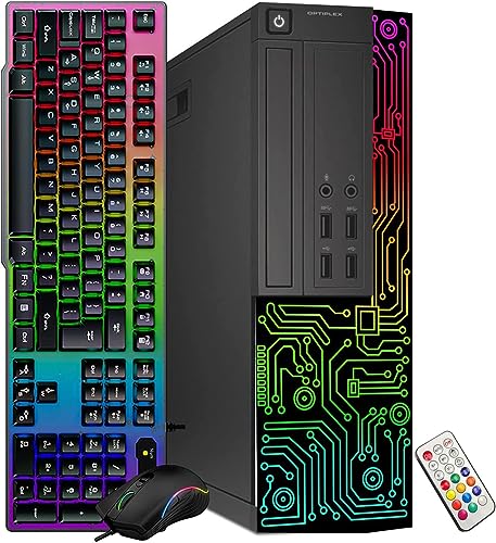 Dell OptiPlex Desktop RGB Computer PC, Intel Core i7 Quad-Core Processor, 16GB RAM, 512GB SSD, 24 Inch HDMI Monitor, RGB Keyboard Mouse and Headset, WiFi, Windows 10 Pro (Renewed)