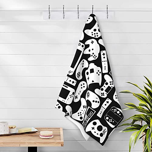 LOTSFUNS Gaming Towel Funny Gamer Beach Towel, Gamer Gifts for Boys Kids Adults, Microfiber Black and White Video Game Bath Towels Oversized Quick Dry Sandproof Pool Swim Towel Blanket 31.5x51.2 - amzGamess