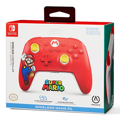 PowerA Wireless Nintendo Switch Controller - Mario Joy, AA Battery Powered (Battery Included), Pro Controller for Switch, Advanced Gaming Buttons, Officially Licensed by Nintendo - amzGamess