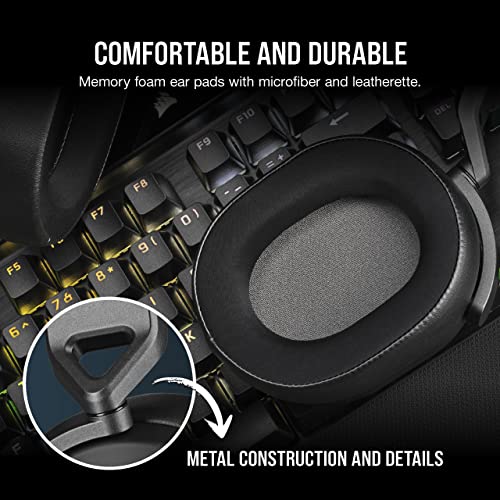 Corsair HS65 SURROUND Gaming Headset (Leatherette Memory Foam Ear Pads, Dolby Audio 7.1 Surround Sound on PC and Mac, SonarWorks SoundID Technology, Multi-Platform Compatibility) Carbon - amzGamess