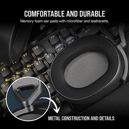 Corsair HS65 SURROUND Gaming Headset (Leatherette Memory Foam Ear Pads, Dolby Audio 7.1 Surround Sound on PC and Mac, SonarWorks SoundID Technology, Multi-Platform Compatibility) Carbon - amzGamess