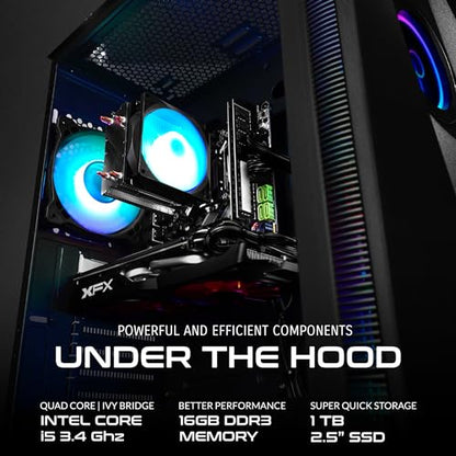 SAAV T102 Vortex Gaming PC Desktop Computer Tower - Intel Core i5 3.2GHz, 16GB, NVIDIA GEFORCE GTX 1660 6GB GDDR6, 1TB SSD, RGB, WiFi 5, Bluetooth, Windows 10, Mouse & Keyboard, 1 Year Warranty