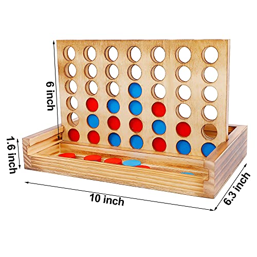 Glintoper Tic Tac Toe & 4 in a Row Table Games Set - Rustic Decor Wood Strategy Board Games for Families - amzGamess