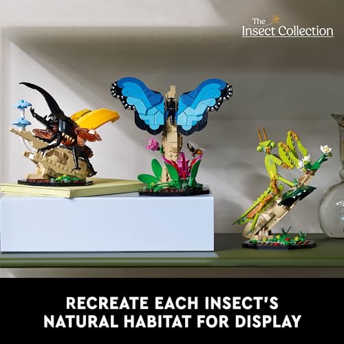 LEGO Ideas The Insect Collection, Fun Gift for Nature Lovers, with Life-Size Blue Morpho Butterfly, Hercules Beetle and Chinese Mantis Display Models, Bug Building Set and Nature Décor, 21342