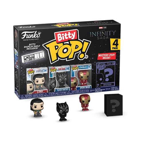 Funko Bitty Pop! Marvel Mini Collectible Toys 4-Pack - Loki, Black Panther, Iron Man & Mystery Chase Figure (Styles May Vary) - amzGamess