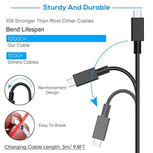 Charging Cable for Switch/Switch Lite/Switch OLED, Charger for Switch and Switch Lite, for Samsung Galaxy S9 S8 Note 8 and Other USB C Cable (9.8ft) Black - amzGamess