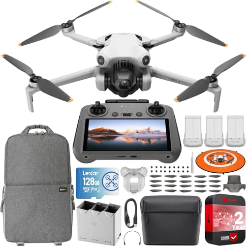 DJI Mini 4 Pro Folding Drone with RC 2 Remote (With Screen) Fly More Combo, 4K HDR Video Camera for Adults, Under 249g, Omnidirectional Sensing, 3 Batteries Bundle with Deco Gear Accessories - amzGamess
