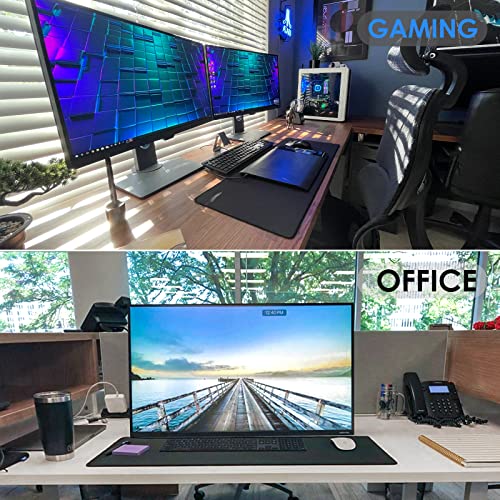 KTRIO Large Gaming Mouse Pad with Superior Micro-Weave Cloth, Extended Desk Mousepad with Stitched Edges, Non-Slip Base, Water Resist Keyboard Pad for Gamer, Office & Home, 31.5 x 11.8 in, Black - amzGamess