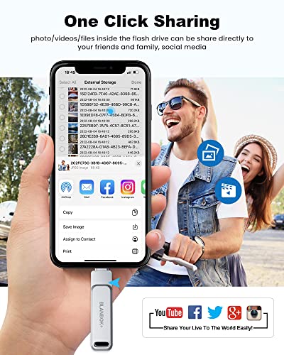 MFi Certified 128GB Photo Stick for iPhone Flash Drive,USB Memory Stick Thumb Drives High Speed USB Stick External Storage Compatible for iPhone/iPad/Android/PC