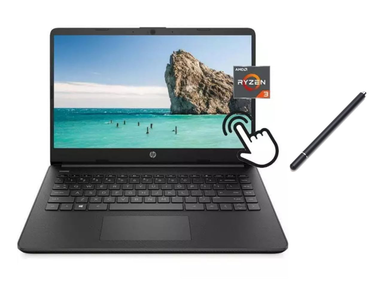 HP 14" HD Touchscreen Laptop | AMD Ryzen 3 5300U(Beat i5-1135G7) | AMD Radeon Graphics | HDMI 1.4 | Black | 16GB RAM | 256GB SSD | Windows 11 Home | Bundle with Stylus Pen