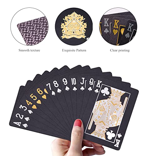 ACELION Waterproof Playing Cards, Plastic Playing Cards, Deck of Cards, Gift Poker Cards (Black Diamond Cards) - amzGamess