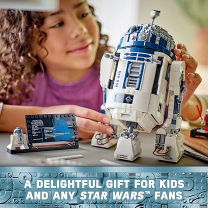 LEGO Star Wars R2-D2 Brick Built Droid Figure, Collectible Star Wars Room Décor with Exclusive 25th Anniversary Minifigure Darth Malak, Creative Play Gift Idea for Kids or Fans Ages 10 and Up, 75379