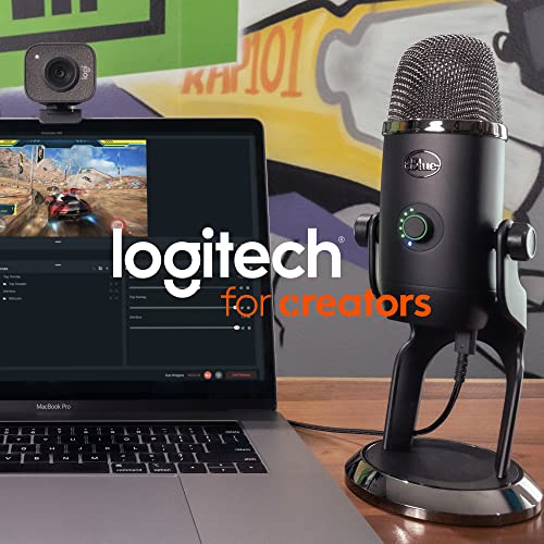 Logitech for Creators Blue Yeti USB Microphone for Gaming, Streaming, Podcasting, Twitch, YouTube, Discord, Recording for PC and Mac, 4 Polar Patterns, Studio Quality Sound, Plug & Play-Blackout - amzGamess