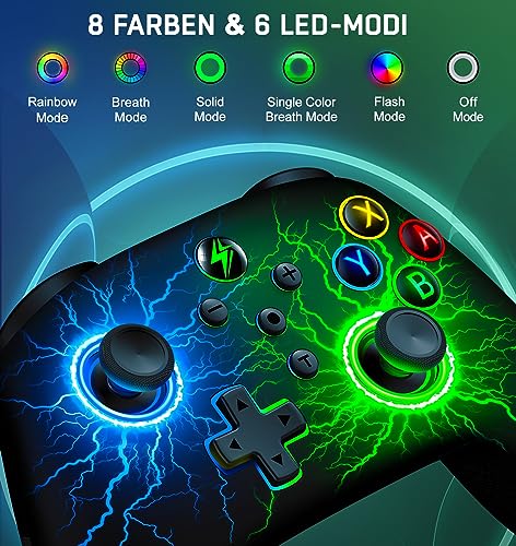 Wireless Switch Controller for Nintendo Switch Controller/Switch Lite/Switch OLED, Rgb Switch Pro controller for Windows PC IOS Android,Switch Remote Gamepad with Programmable/Motion Control/Vibration/Turbo/Wakeup - amzGamess