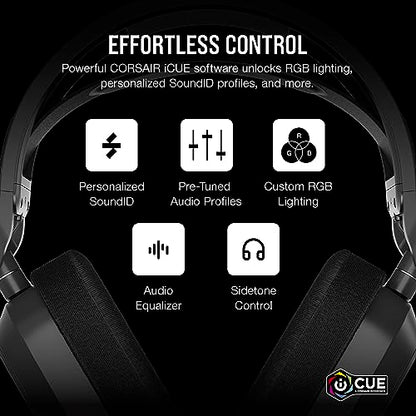 Corsair HS80 MAX Wireless Multiplatform Gaming Headset with Bluetooth - Dolby Atmos - Broadcast Quality Microphone - iCUE Compatible - PC, Mac, PS5, PS4, Mobile - Steel Gray, One Size - amzGamess