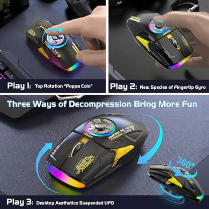 Schkner RGB Wireless Gaming Mouse with 4 Adjustable DPI to 4800, Bluetooth and 2.4G Rechargeable Wireless Mouse with Side Buttons, Ergonomic Gamer Mice for PC, Laptop, Mac, Computer