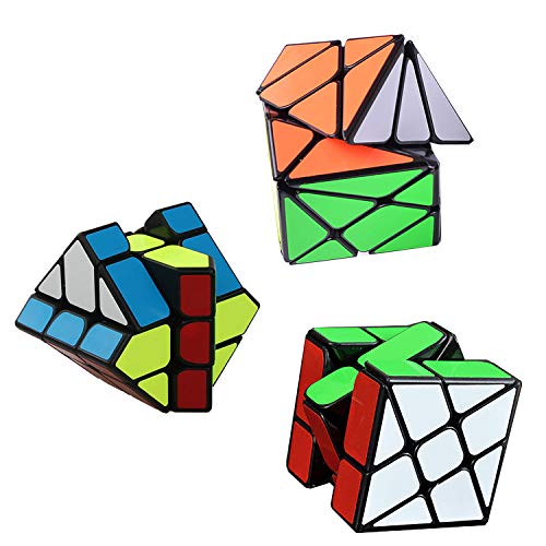 Speed Cube Set Ahyuan 3 Pack Magic Speed Cube Bundle 3x3x3 YJ Windmill Cube Yongjun Axis V2 Cube YJ Fisher Cube 3x3 Sturdy and Smooth Speed Cube Puzzles Toy for Kids and Adults - amzGamess