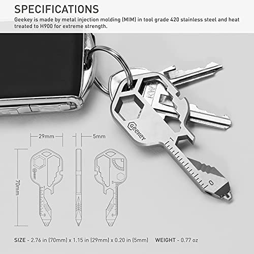 Geekey Multi-tool | Original Key Shaped Pocket Tool | Stainless Steel Keychain Utility Gadget | 16+ Tools | TSA Safe Multitool | Gift for Men, Women, Valentine's, Groomsmen, Birthday, Father - amzGamess