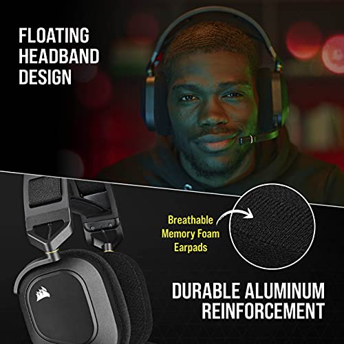 CORSAIR HS80 RGB WIRELESS Multiplatform Gaming Headset - Dolby Atmos - Lightweight Comfort Design - Broadcast Quality Microphone - iCUE Compatible - PC, Mac, PS5, PS4 - Black - amzGamess