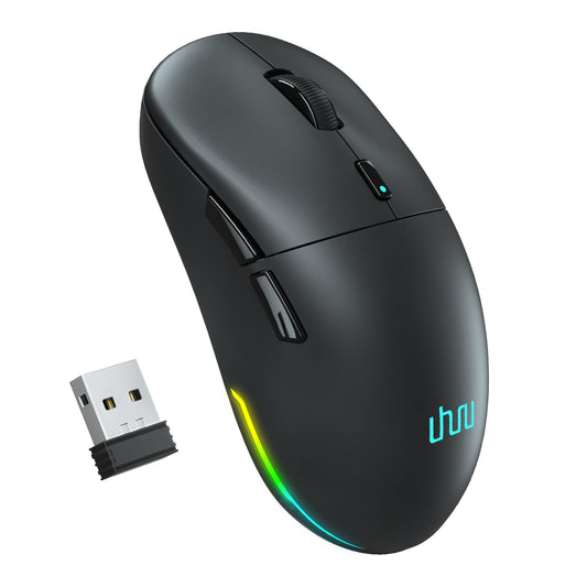 UHURU Wireless Gaming Mouse, Mouse Gaming with 26000 DPI, RGB Backlit, 2.4G/Type-C Wireless Mouse with 6 Programmable Buttons, Rechargeable,70 Hrs for Laptop PC Gamer, Black