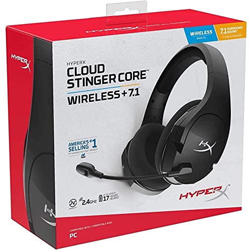 HyperX Cloud Stinger Core – Wireless Lightweight Gaming Headset, DTS Headphone:X spatial audio, Noise Cancelling Microphone, For PC, Black - amzGamess