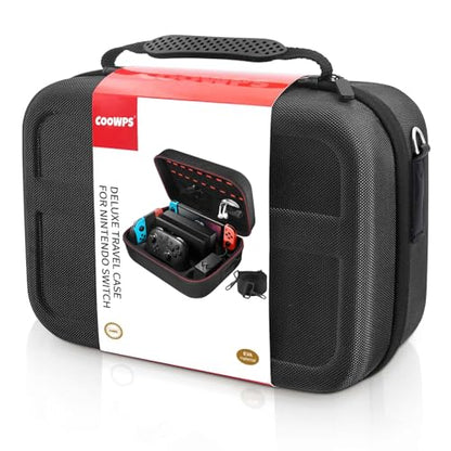 Switch Case for Nintendo Switch and Switch OLED Model, Portable Full Protection Carrying Travel Bag with 18 Game Cards Storage for Switch Console Pro Controller Accessories Black - amzGamess