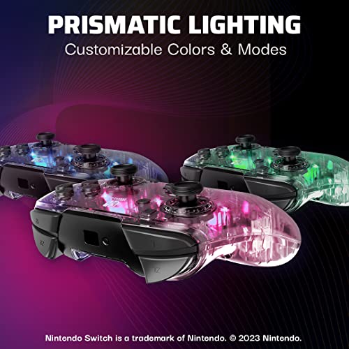 PDP Gaming Afterglow Wireless Nintendo Switch Pro Controller: Prismatic RGB LED Lighting, Full Motion Control Gamepad, Customizable Paddle Buttons - amzGamess