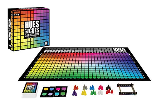 USAOPOLY HUES and CUES | Vibrant Color Guessing Game Perfect for Family Game Night | Connect Clues and Colors Together | 480 Color Squares to Guess