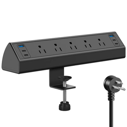 40W Fast Charging Station, Desk Clamp Power Strip with 4 PD USB-C Ports, 5 AC Outlets and 6ft Cord, Fits 1.6" Tabletop Edge