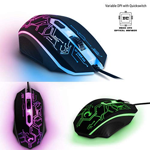Gaming Keyboard and Mouse and Mouse pad and Gaming Headset, Wired LED RGB Backlight Bundle for PC Gamers and Xbox and PS4 Users - 4 in 1 Edition Hornet RX-250 - amzGamess