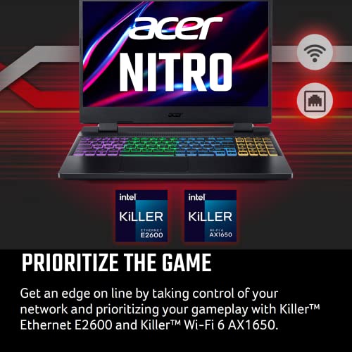 Acer Nitro 5 Gaming Laptop | Intel 12th Gen i7-12650H | NVIDIA GeForce RTX 4060 Laptop GPU | 15.6” FHD 144Hz IPS Display | 16GB DDR5 | 1TB Gen 4 SSD | Killer Wi-Fi 6 | RGB Backlit KB | AN515-58-781P