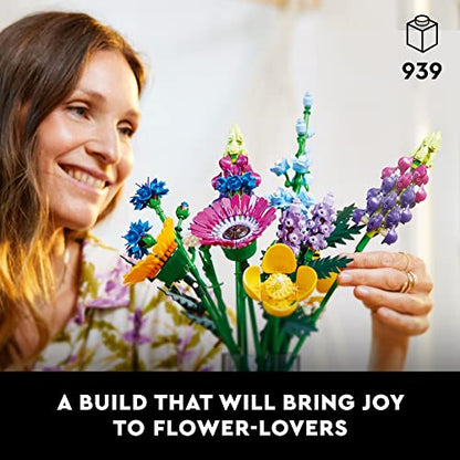 LEGO Icons Wildflower Bouquet Set - Artificial Flowers with Poppies and Lavender, Adult Collection, Unique Home Décor, Botanical Piece, 10313