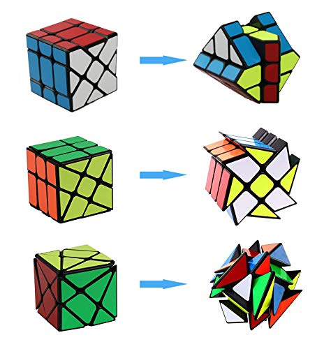 Speed Cube Set Ahyuan 3 Pack Magic Speed Cube Bundle 3x3x3 YJ Windmill Cube Yongjun Axis V2 Cube YJ Fisher Cube 3x3 Sturdy and Smooth Speed Cube Puzzles Toy for Kids and Adults - amzGamess