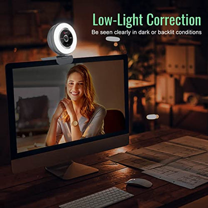 Angetube Streaming Webcam with Microphone: 1080P 60FPS USB Web Cam with Ring Light and Remote Control - HD Web Camera with 5X Digital Zoom Built in Privacy Cover,for PC|Computer|Laptop|Mac|Desktop - amzGamess
