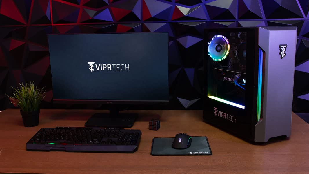 ViprTech Rebel Gaming PC Desktop Computer - AMD Ryzen 5 (12-LCore 3.9Ghz), RTX 3060 12GB, 32GB DDR4 3200 RAM, 1TB NVMe SSD, 600W Gold PSU, VR-Ready, Streaming, RGB, Win 11 Pro, Warranty, Black