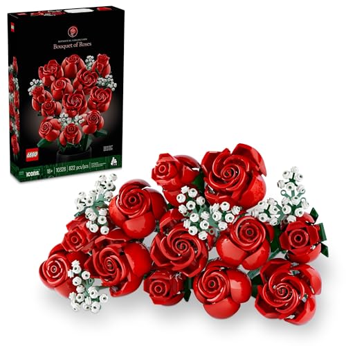 LEGO Icons Bouquet of Roses, Artificial Flowers for Home Décor, Gift for Her or Him for Anniversary or Any Special Day, Relax with a Unique Build and Display Model from the Botanical Collection, 10328