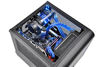 Thermaltake Core V1 SPCC Mini ITX Cube Gaming Computer Case Chassis, Interchangeable Side Panels, Black Edition, CA-1B8-00S1WN-00