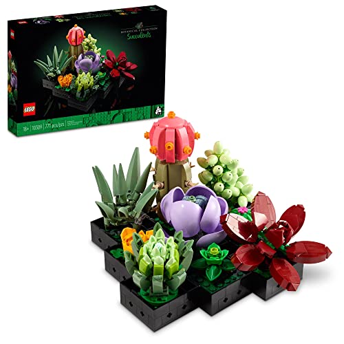 LEGO Icons Succulents Artificial Plant Set for Adults, Home Decor, Birthday, Creative Housewarming Gifts, Botanical Collection, Flower Bouquet Kit, 10309