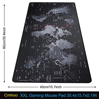 Cmhoo XXL Professional Large Mouse Pad & Computer Game Mouse Mat (35.4x15.7x0.1IN, Map) (90 * 40 Map) - amzGamess
